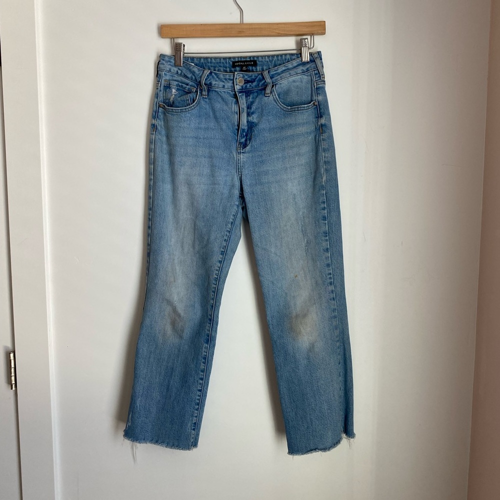 Kendall & Kylie Blue Straight Leg Jeans with Frayed Hem